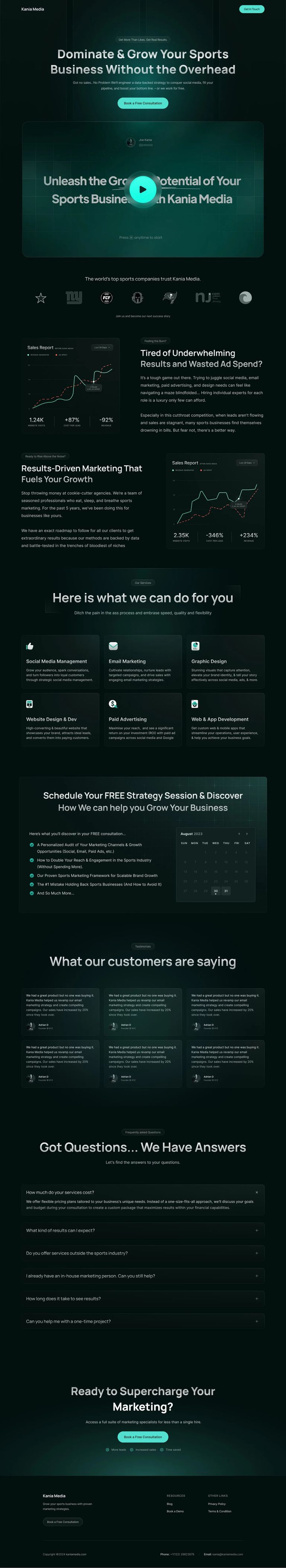 Kania Media full-page design