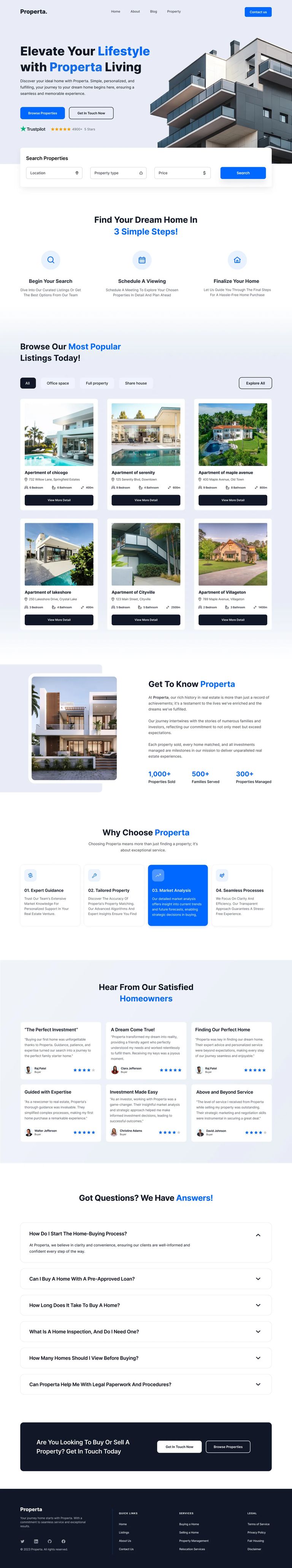 Properta full-page design